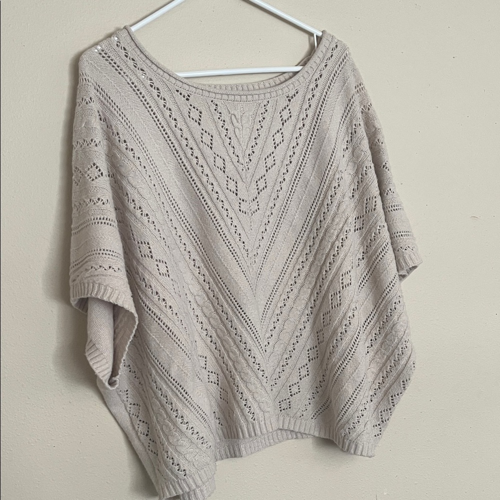 Elegant Beige Knit Women's Sweater Poncho XL/XXL Frye and Co